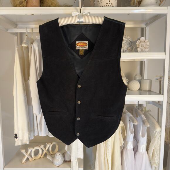 Paragraff Other - Paragraff Clothing Co. Men's Size L Genuine Black Leather Vest #3416